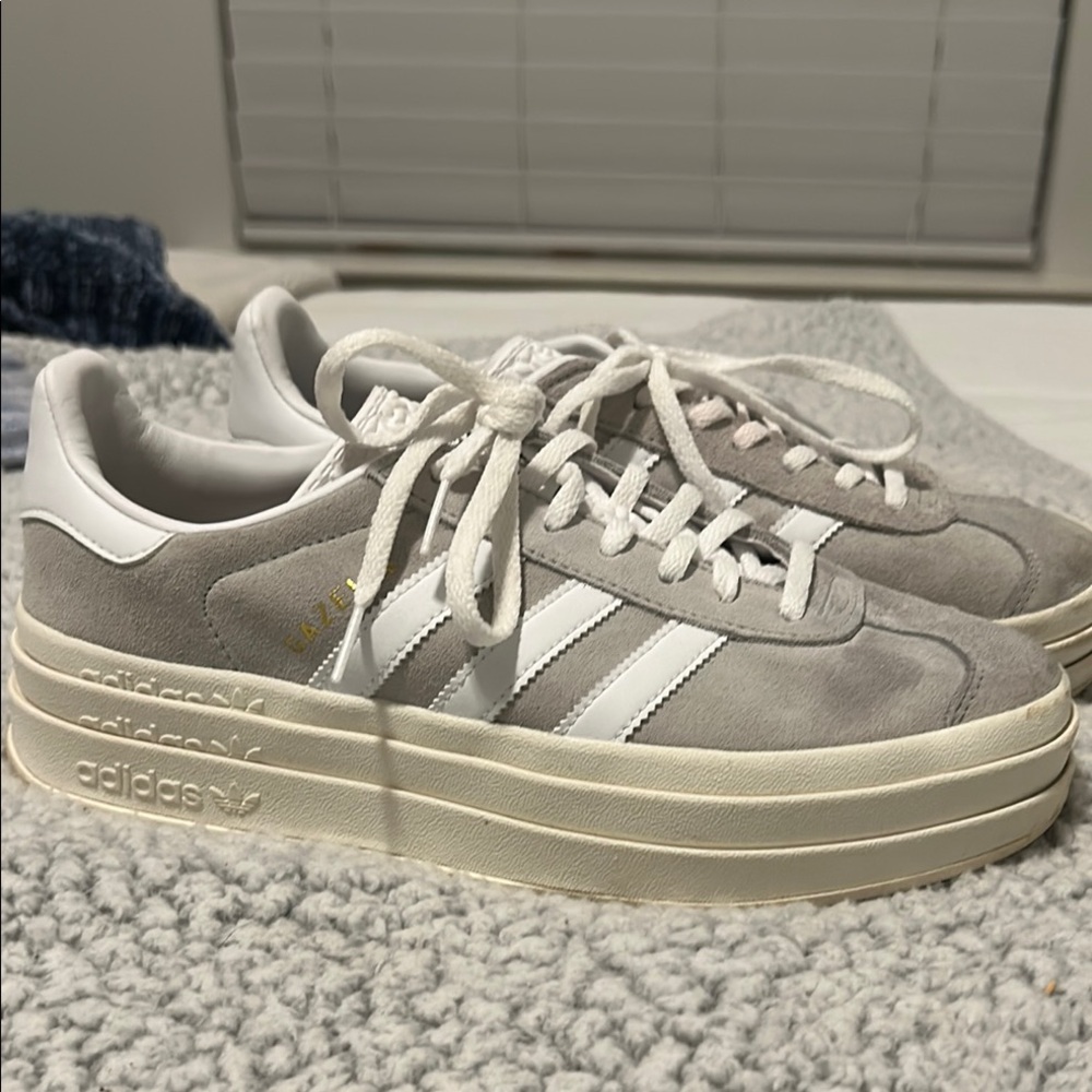 adidas Gray and White Sneakers with Chunky Platform Sole